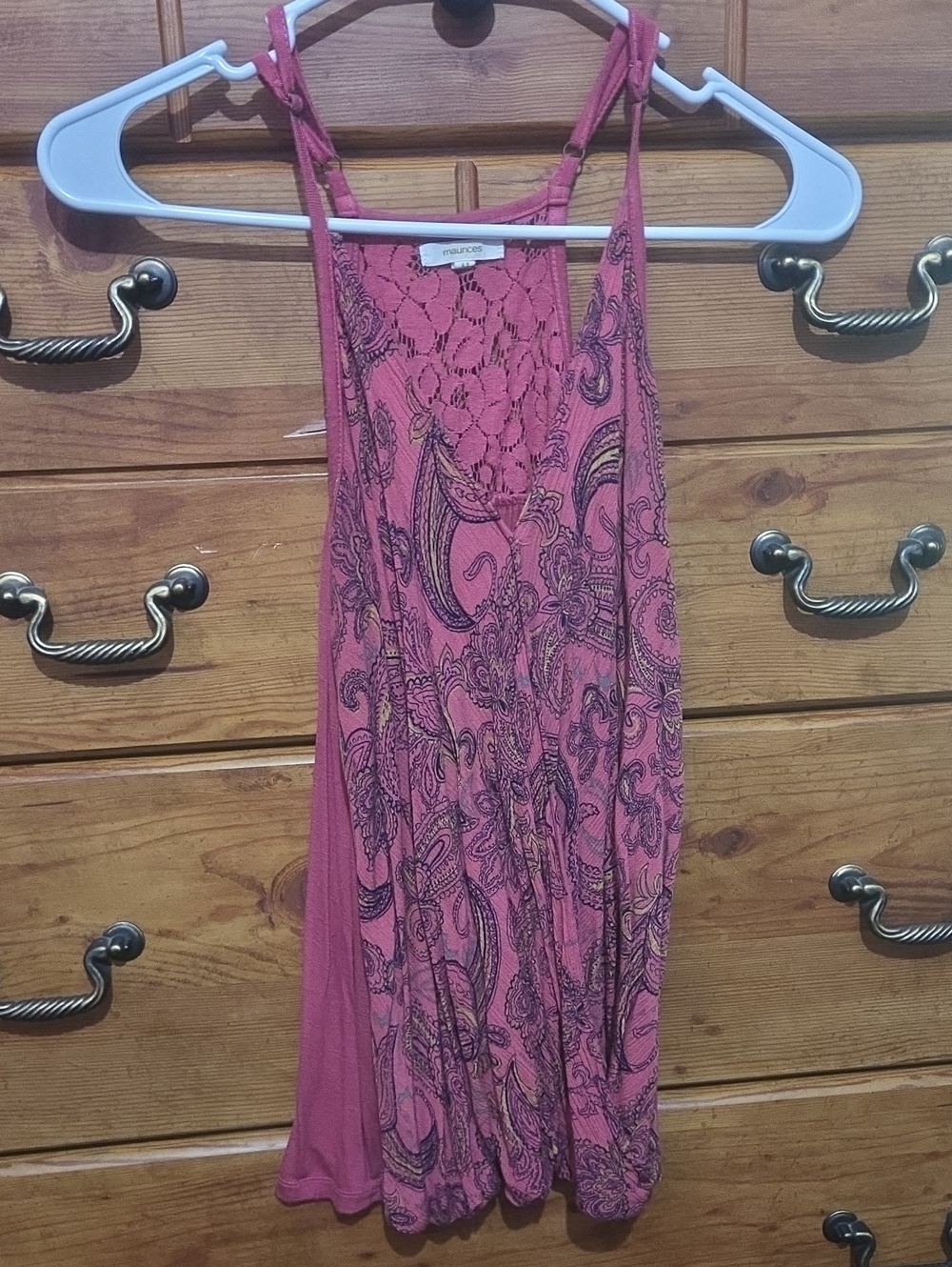 Maurices Rose-Pink Paisley Lace Tank